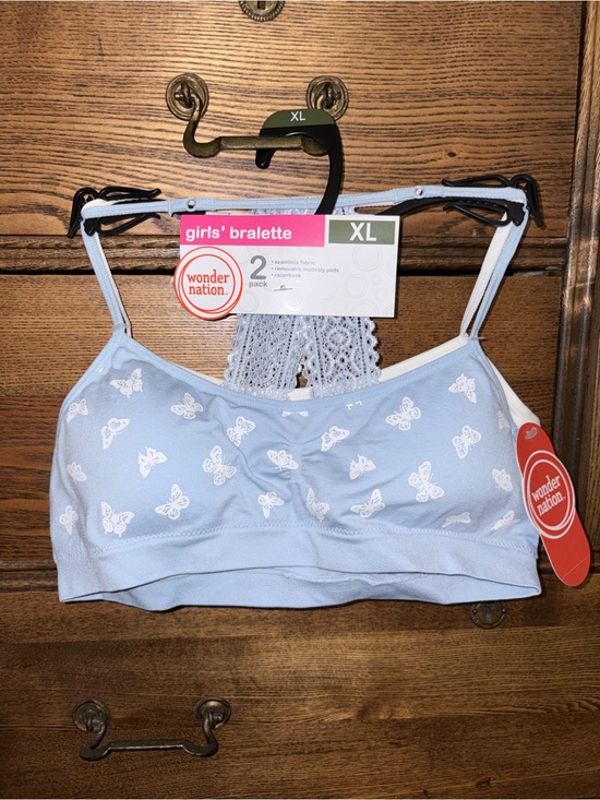 wonder nation Other - NWT 2 pack wonder nation Light Blue Butterfly & White Girls’ Bralette - XL